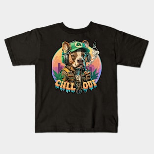 Hip Hop Bull Chill Out Artwork ralaxed and smoking Kids T-Shirt